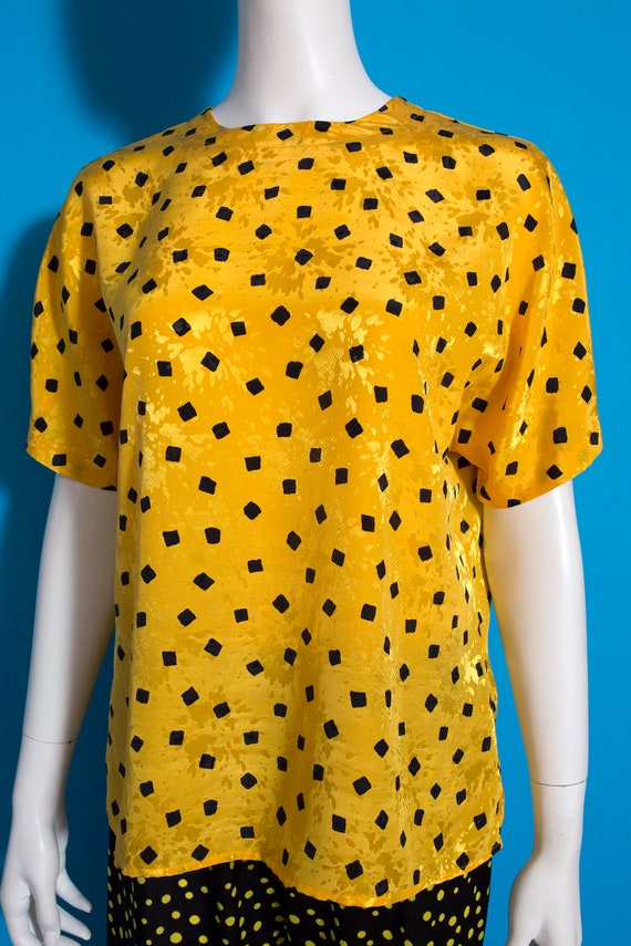 Rad Vintage 80s 90s Yellow & Black Geometric Squa… - image 5