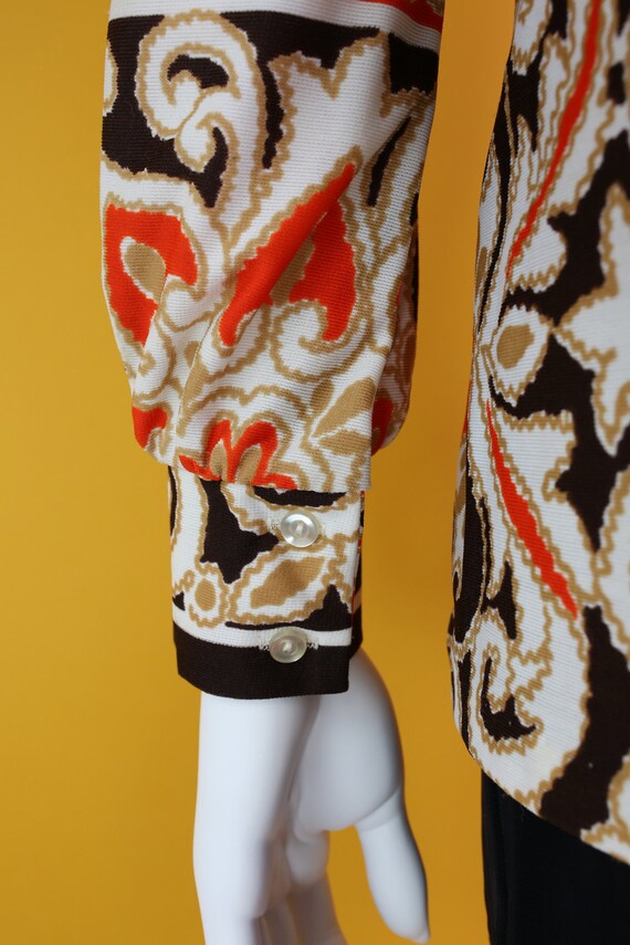 Cool Vintage 70s Brown & Orange Psychedelic Paisl… - image 10