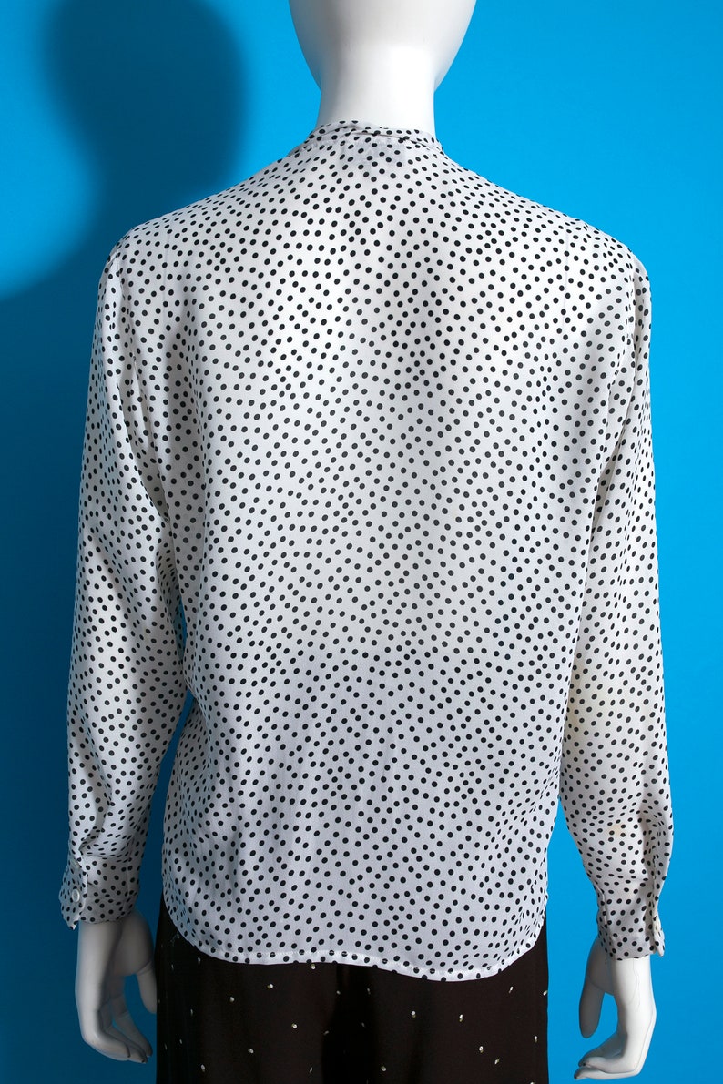 Cute Vintage 80s 90s White & Black Dots Blouse by Regina Porter image 9