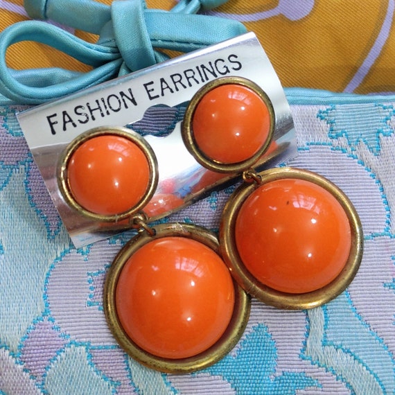 Mod Mod Mod Vintage Deadstock Orange Round Circle… - image 1