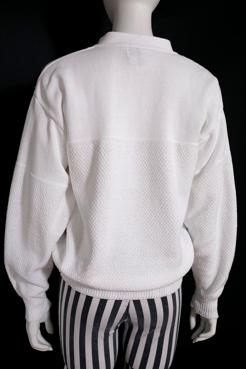 Cool Vintage 80s 90s White Oversized Vibes Cardigan Sweater image 8