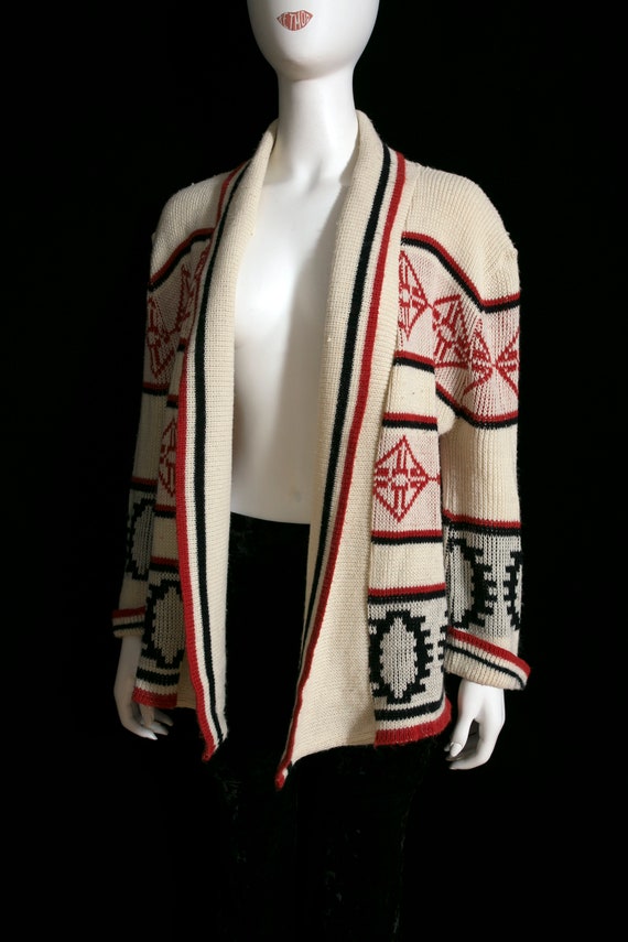 Vintage 70s Cream Rust Black Southwestern Style B… - image 9