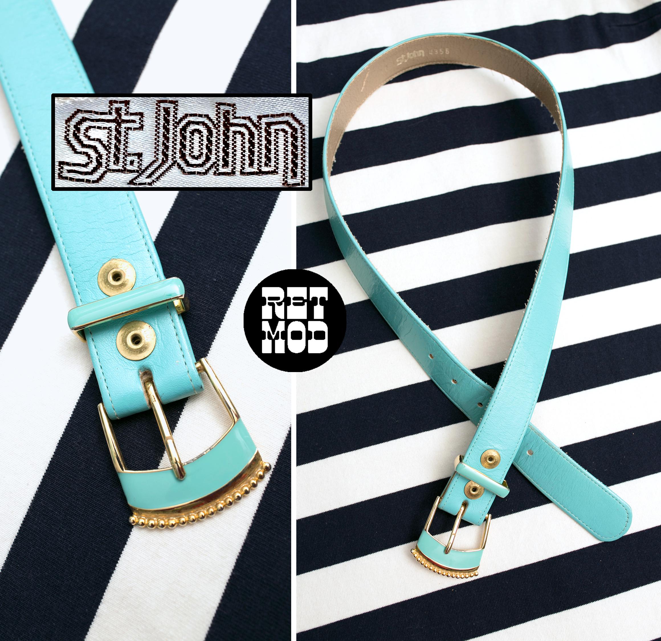 St. John Black Leather Belt 28 Chain Closure Brass 45212 Made Italy strike-gold-belt-guertel-  main image 4