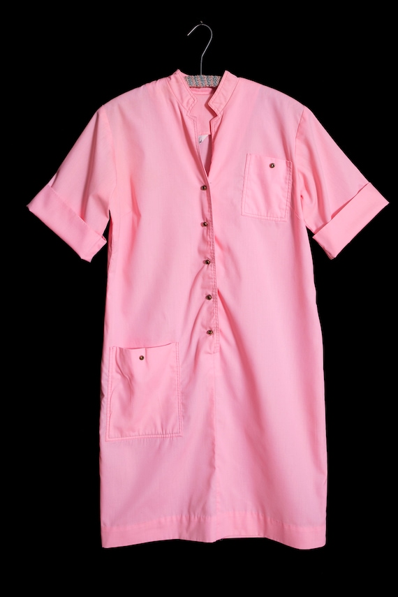 Comfy Chic Vintage 60s 70s Pastel Pink Shirt Dres… - image 2