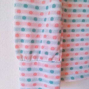 Cute Vintage 70s Long Sleeve Shirt with Pink and Mint Spots SIZE 12 image 7