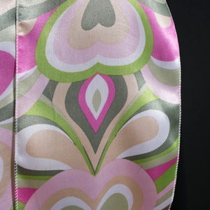 Shiny Satin Pastel Pink Green Hearts Retro Style Long Scarf image 6