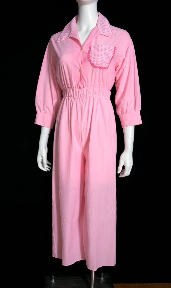 Sweet Vintage 60s 70s Pastel Pink Pajamas Jumpsui… - image 6