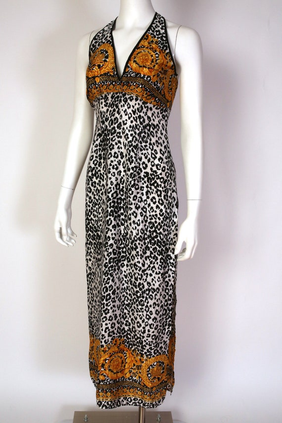 Very Baroque Vibe Animal Print Vintage 90s Halter… - image 2