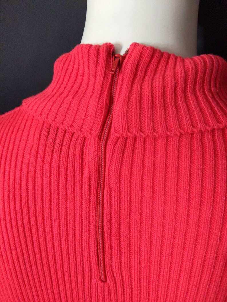 Fab Vintage 60s 70s Salmon Pink Ribbed Knit Turtleneck Sweater Top image 9