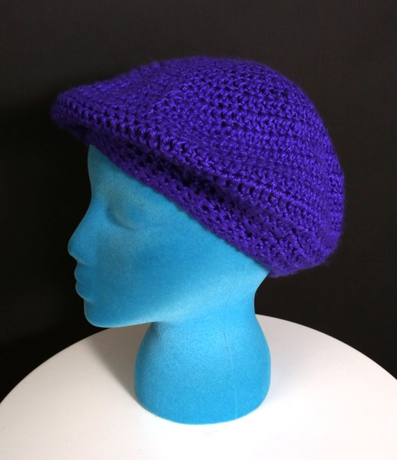 Lovely Vintage 70s 80s Purple Crochet Beret Tam H… - image 6