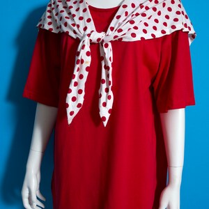 Cute Vintage 80s 90s Red & White Polka Dot Sailor Collar Oversized T-Shirt image 4