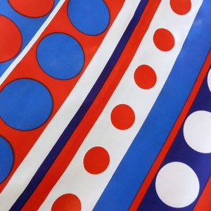 Large Vera Neumann Beauty Vintage 60s 70s Red White Blue Bold Polka Dot Long Scarf image 5