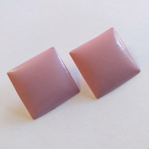 DEADSTOCK Vintage 80s 90s Pastel Pink Lavender Square Metal Earrings with Triangle Pattern image 10