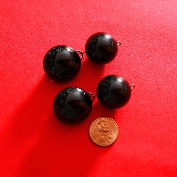 Mod Vintage 60s 70s Black Bead Drop Earrings - image 4