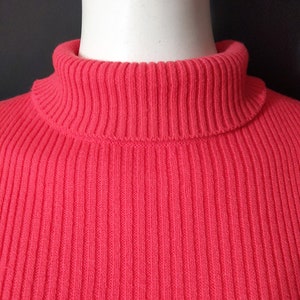 Fab Vintage 60s 70s Salmon Pink Ribbed Knit Turtleneck Sweater Top image 3