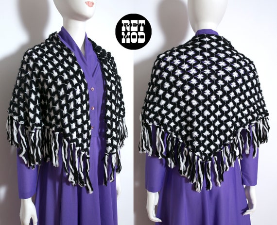 DEADSTOCK So Good Vintage 60s 70s Black White Cro… - image 1