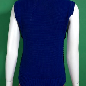 Rich Vintage 80s Deep Blue Sweater Vest Great for Layering image 9
