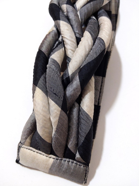 Statement Vintage 80s Black White Plaid Braided W… - image 9