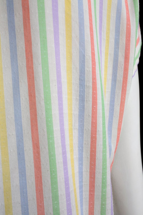 Cool Vintage 80s Pastel Rainbow Stripe Button Dow… - image 3