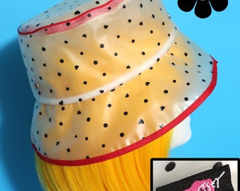 Betsey Johnson 2014 does the 60s Vinyl Bucket Hat with Hearts