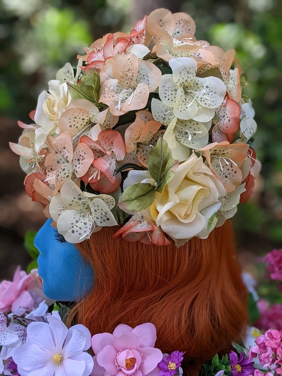 Outrageous Vintage 50s 60s Flower Power Dome Hat - image 10