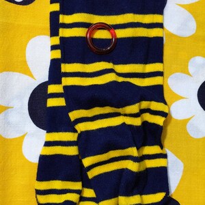 Unique Vintage 60s 70s Navy Blue & Yellow Stripe Soft Acrylic Neck Tie Scarf image 9