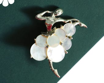 Lovely Vintage Abalone Skirted Ballerina Brooch