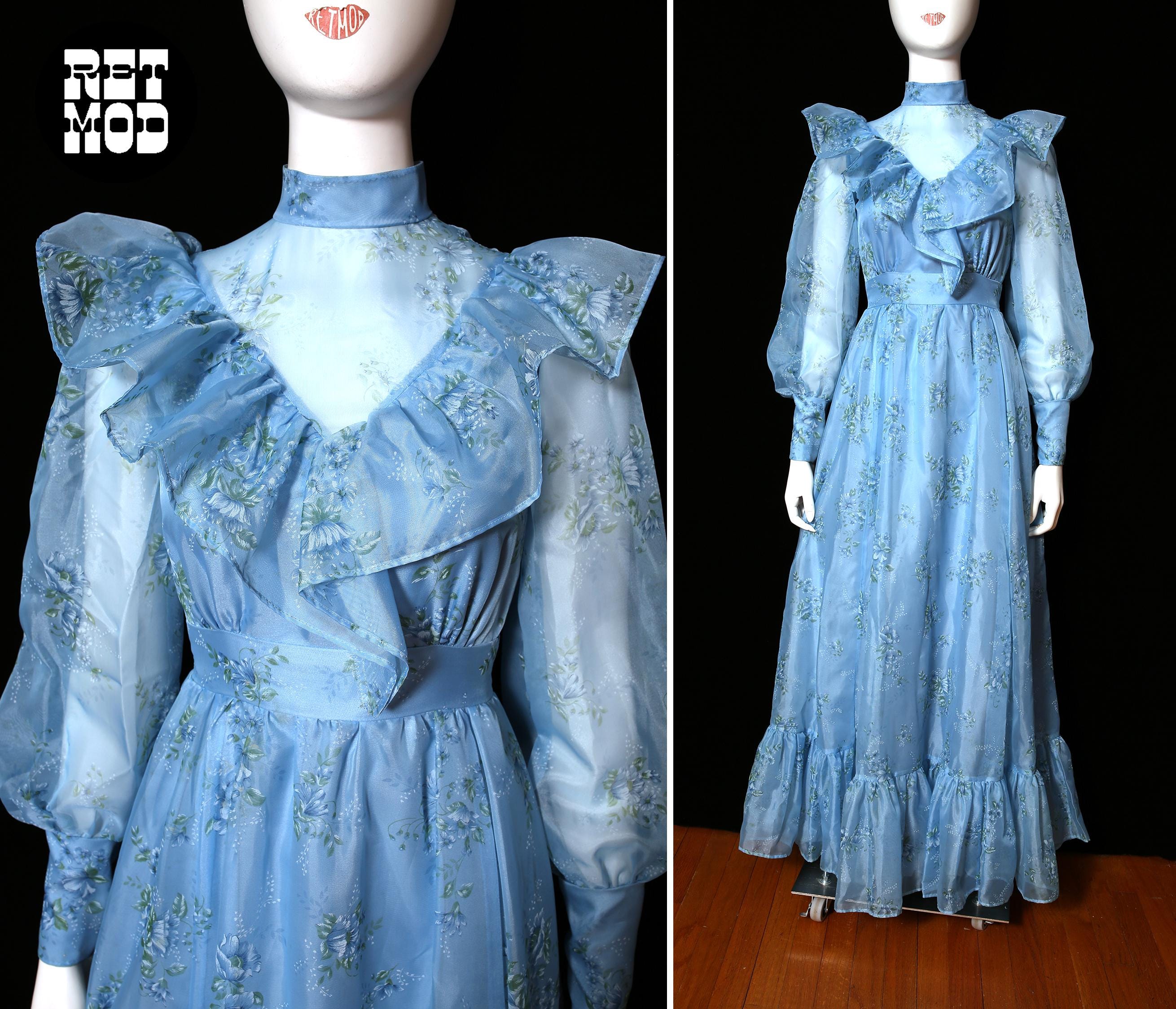 70s Light Blue Dress - Etsy