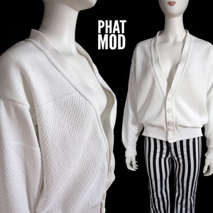 Cool Vintage 80s 90s White Oversized Vibes Cardigan Sweater image 1
