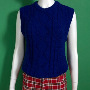 Rich Vintage 80s Deep Blue Sweater Vest Great for Layering image 2