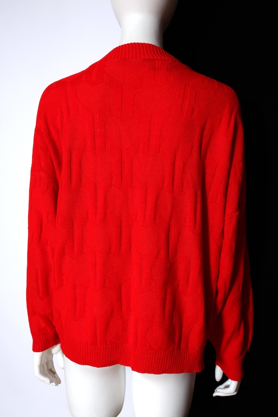 Plus Size Bright Red Heart Patterned Pullover Vin… - image 16