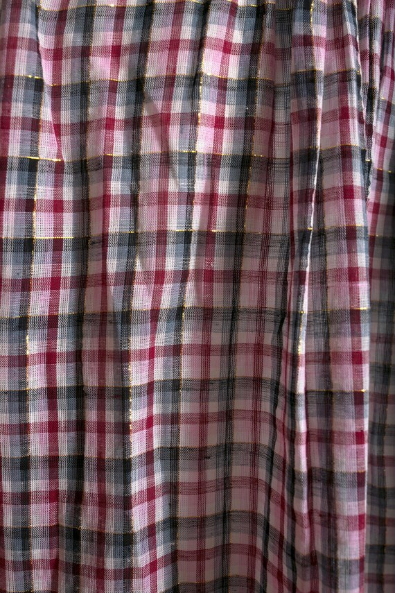 Billowy Boho Vintage 70s 80s Maroon & Gray Plaid … - image 7