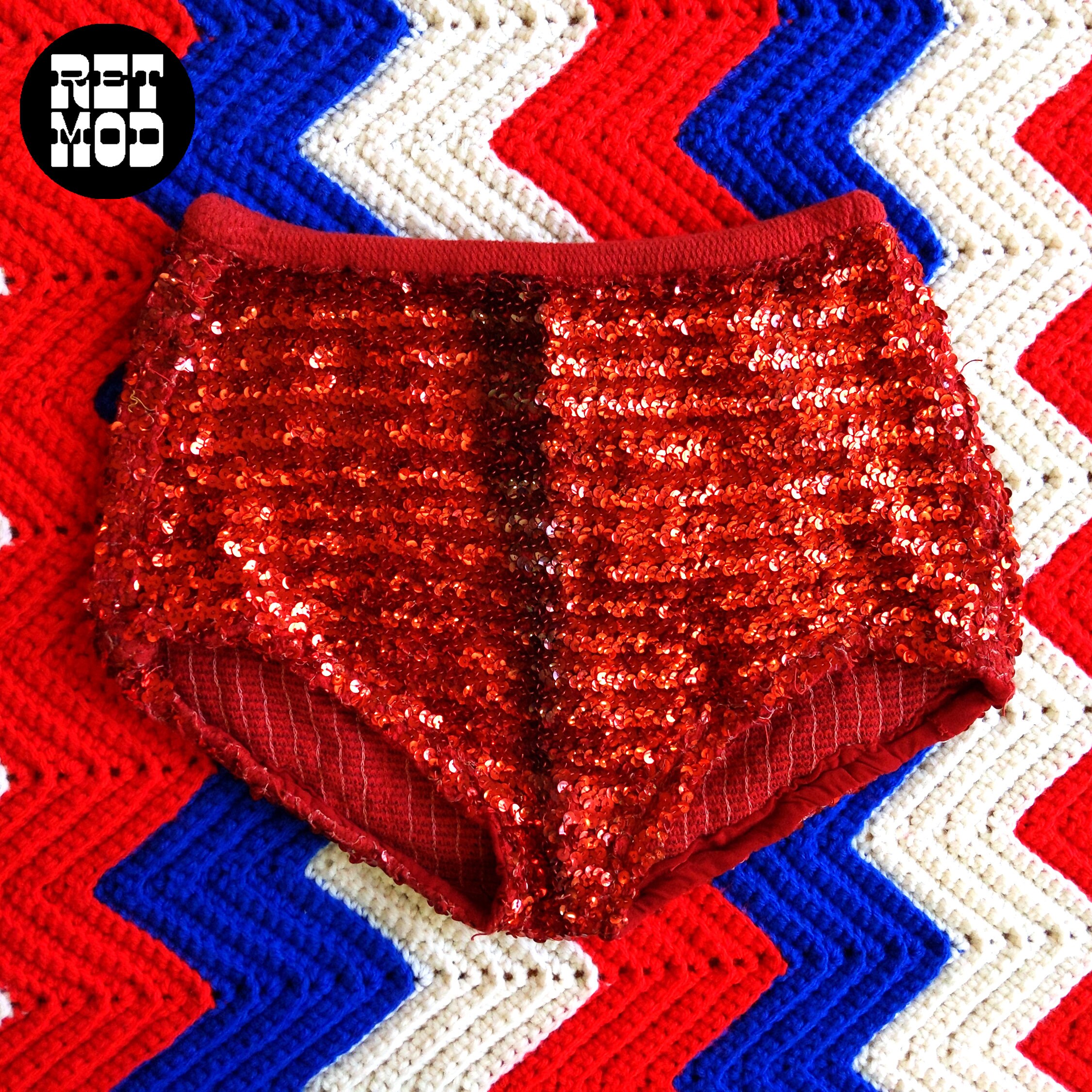 Red sequin booty shorts deals