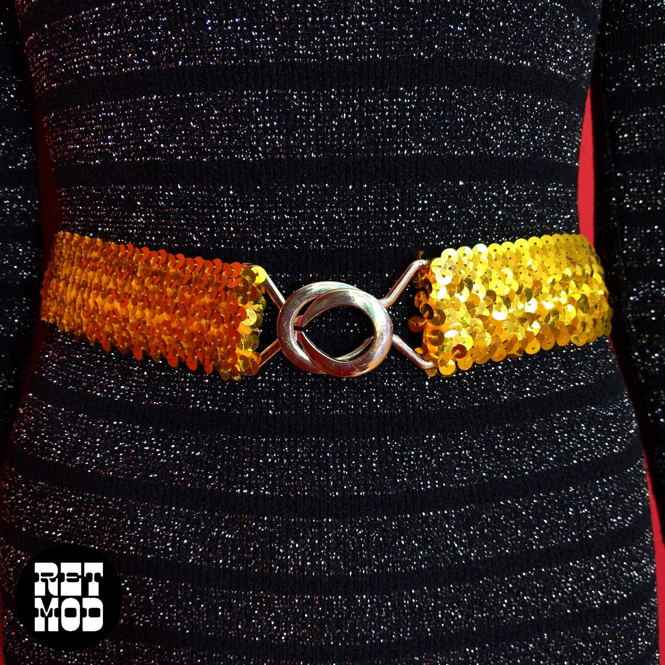 Iconic Vintage 70s 80s Gold Sequin Stretch Belt - Etsy