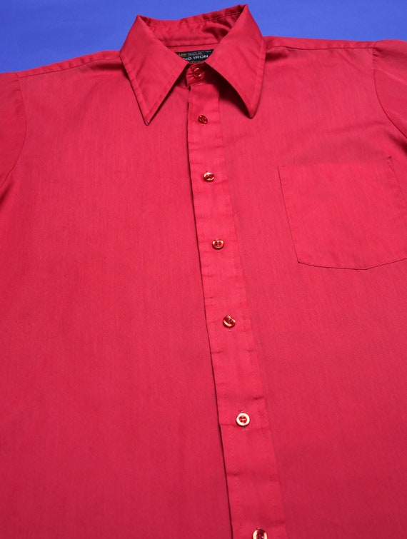 Burgundy Red Vintage 60s 70s Short Sleeve Men's B… - image 3