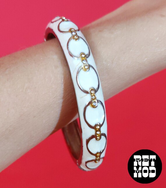 Chic White Metal Chain Link Patterned Clamper Met… - image 9