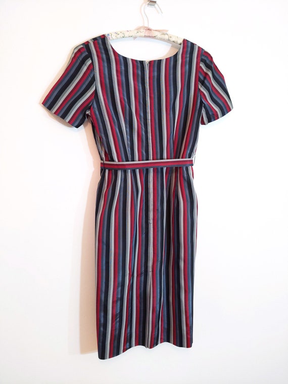 Classy Vintage 50s 60s Black Gray Red Stripe Taff… - image 8