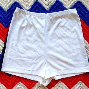 DEADSTOCK Vintage 70s 80s White with Navy Trim Two-Piece V-Neck Leotard & Shorts SET image 6