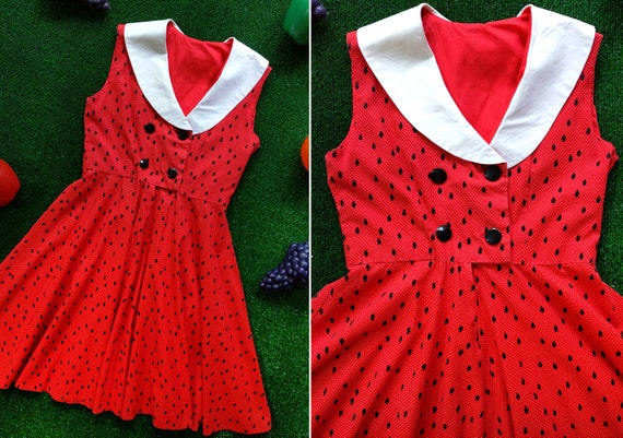 Fabulous Vintage Watermelon Fit & Flare Dress wit… - image 6