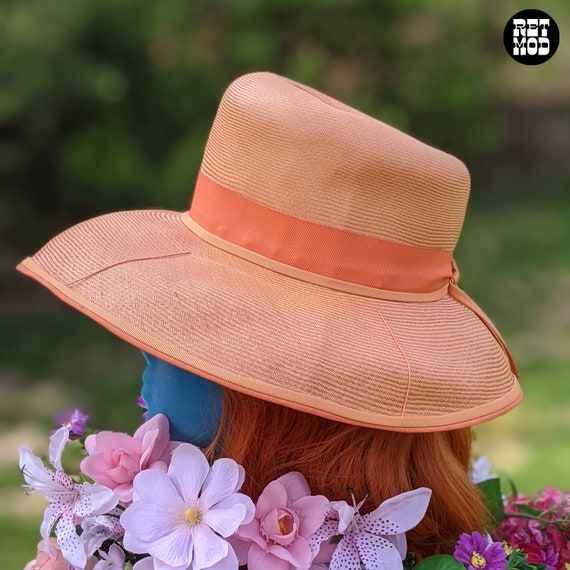 Fashionable Vintage 60s Light Orange Wide Brim Ha… - image 7