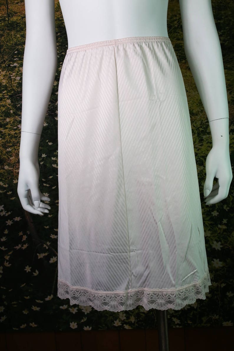 Vintage Pastel Pink Half Slip with Shiny Stripes by Vanity Fair