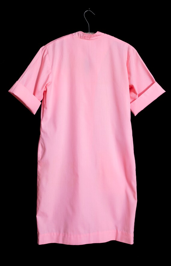 Comfy Chic Vintage 60s 70s Pastel Pink Shirt Dres… - image 6