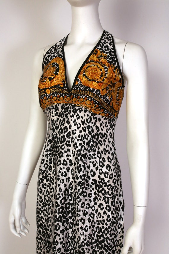 Very Baroque Vibe Animal Print Vintage 90s Halter… - image 3