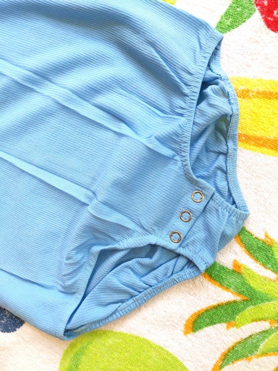 DEADSTOCK Vintage 70s Light Blue Ribbed Sleeveles… - image 5