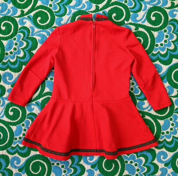 CHILD SIZE - Vintage 60s 70s Red Bavarian Vibe Po… - image 7