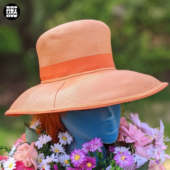 Fashionable Vintage 60s Light Orange Wide Brim Ha… - image 1