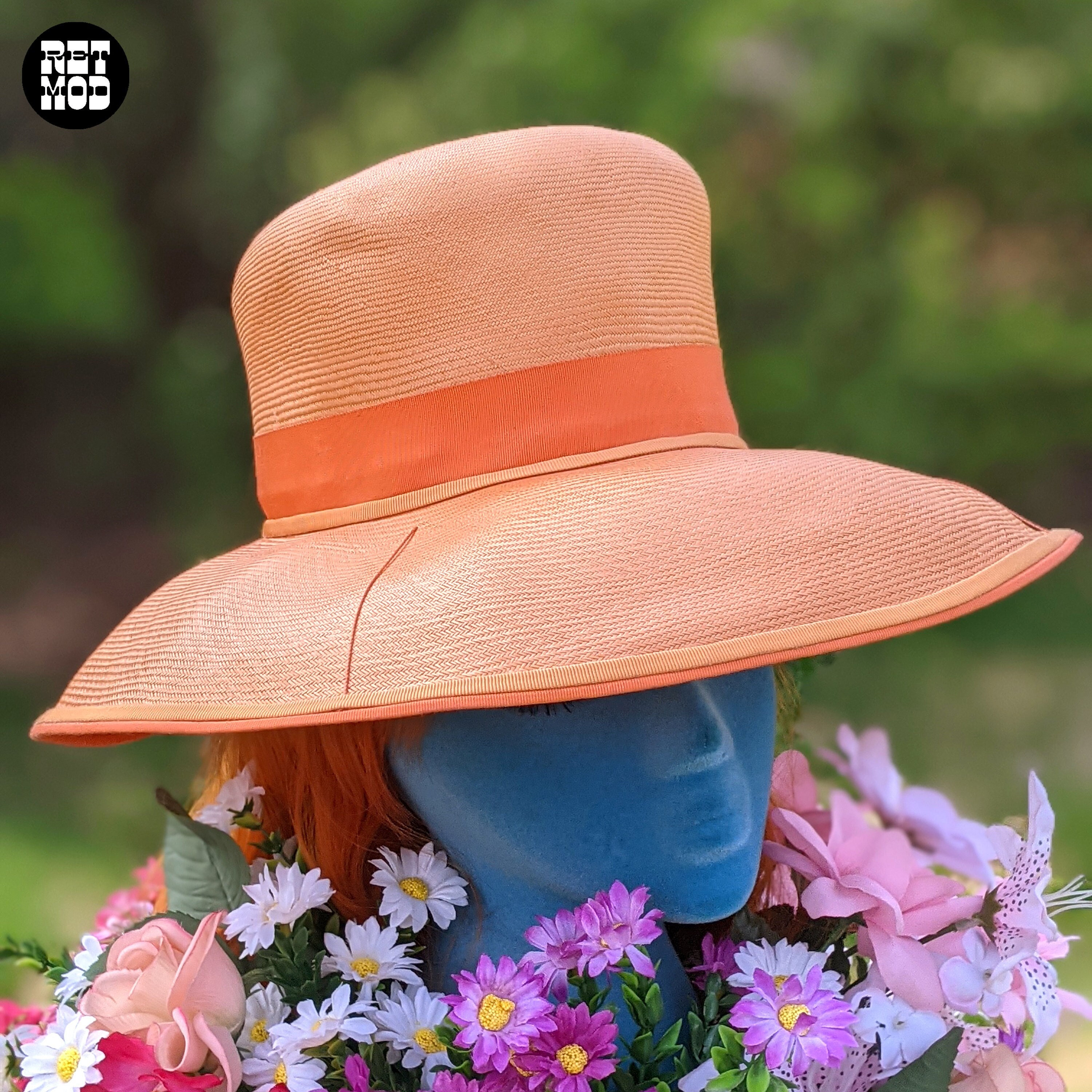 1960s Bright Orange Fedora Vtg 60s Mr. John Mod Menswear Feather Brimmed Hat Montique H-60 Fedora Hat Cognac - Light Felt Snap Brim 1/2  main image 4