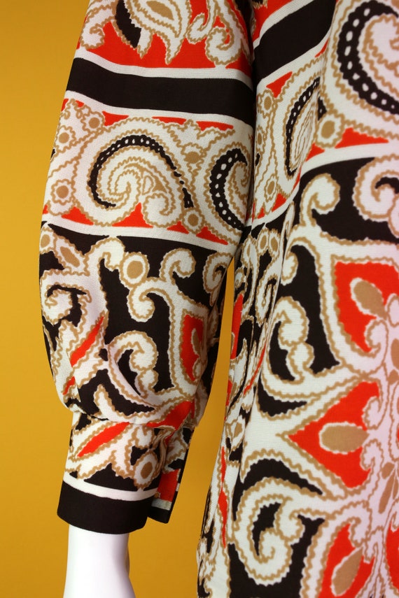 Cool Vintage 70s Brown & Orange Psychedelic Paisl… - image 5