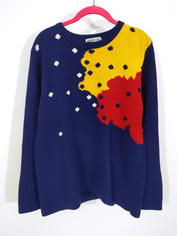 Blue yellow red sweater hotsell