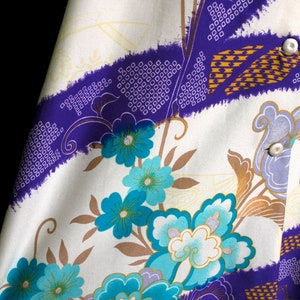 Lovely Tori Richard Vintage 60s 70s Cream-Colored, Purple, Blue Floral Maxi Dress image 7